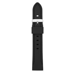 NEW Black Silicone WATCH BAND Replacement Sport Sz 20mm by Fossil Silver Buckle